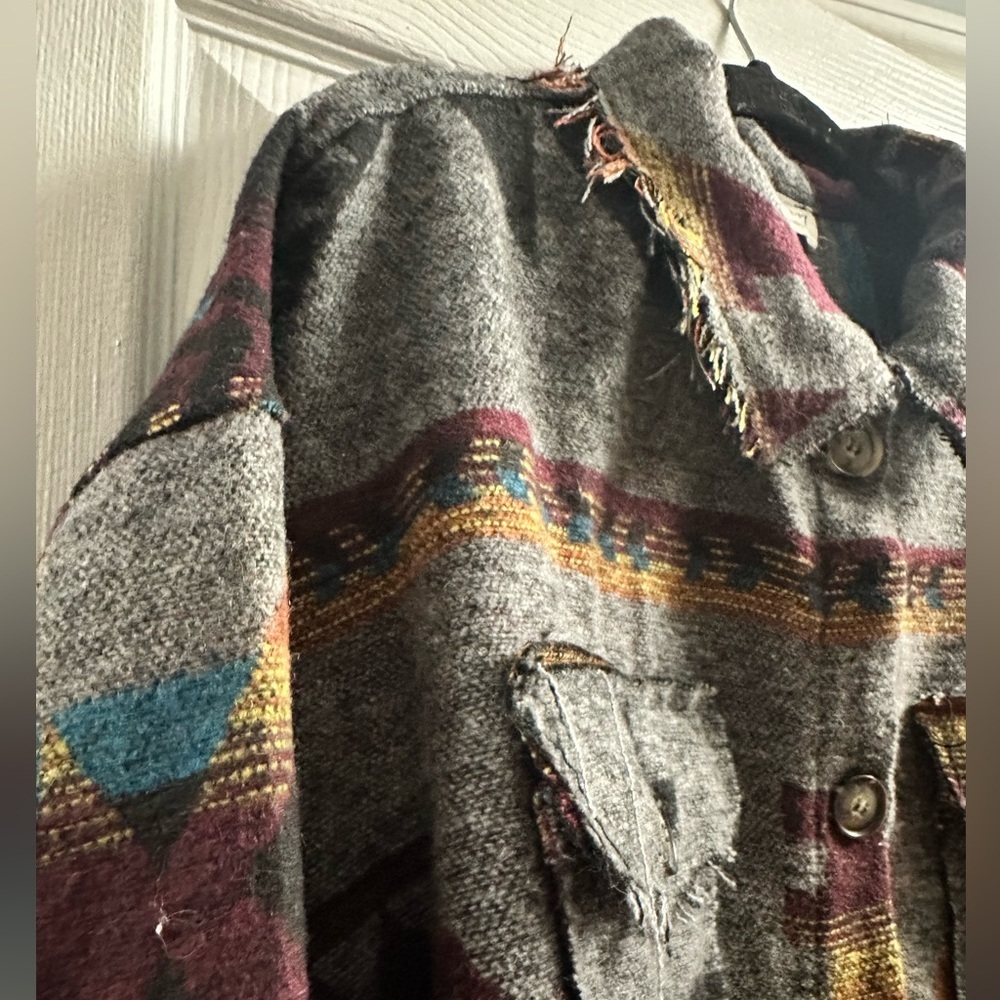 Aztec Smoke Boho Knit Vintage Inspired Shacket - Picture 4 of 12